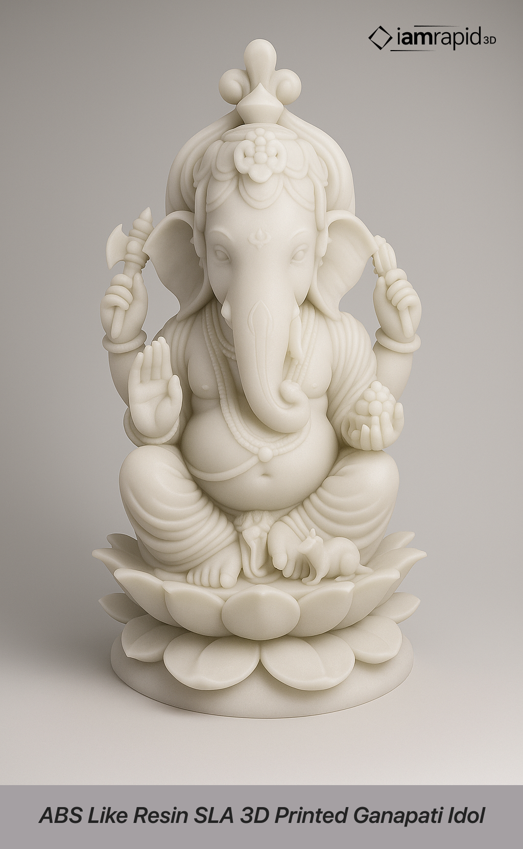 ABS-Like Resin SLA 3D printed Ganapati idol with fine detail